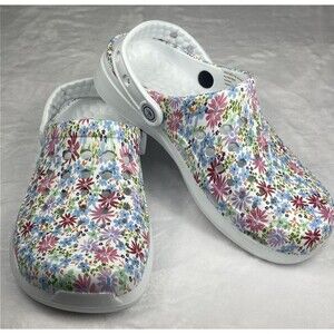 Joybees Clog Sandals Water Garden Shoes Floral White Multicolored Size 6 NEW